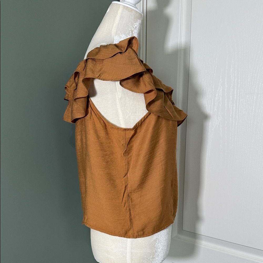 Cato Off-Shoulder Ruffled Blouse in Beautiful Rust Color - Picture 5 of 10